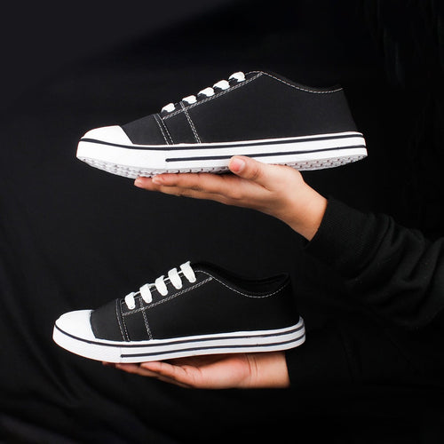 Black Toe-Cap Canvas Sneaker - main view