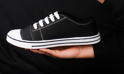 Black Toe-Cap Canvas Sneaker - detail view