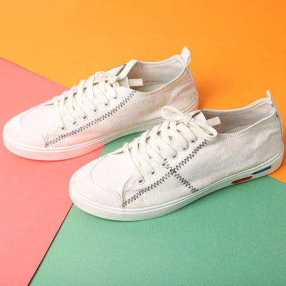 White Zigzag Stitch Sneaker - main view