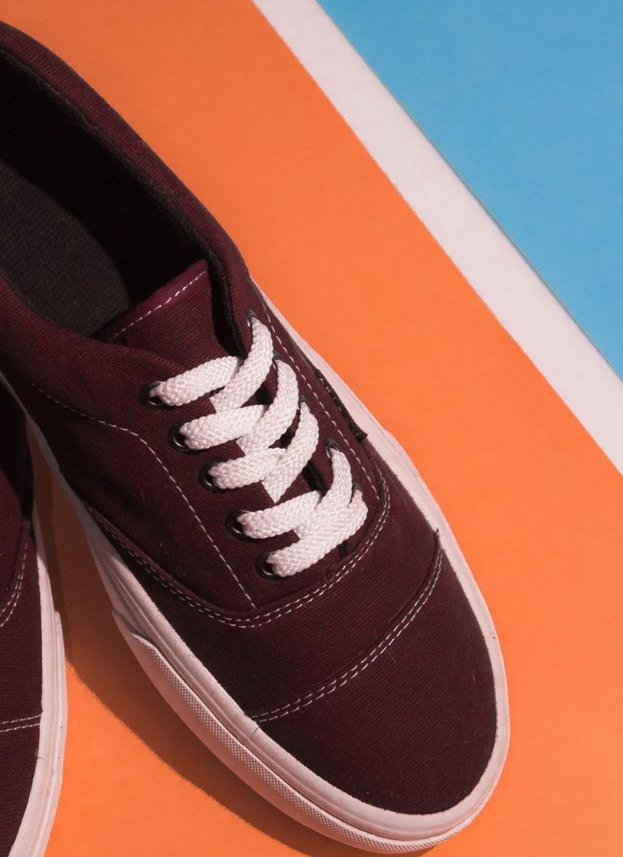 Burgundy Canvas Sneaker - detail view
