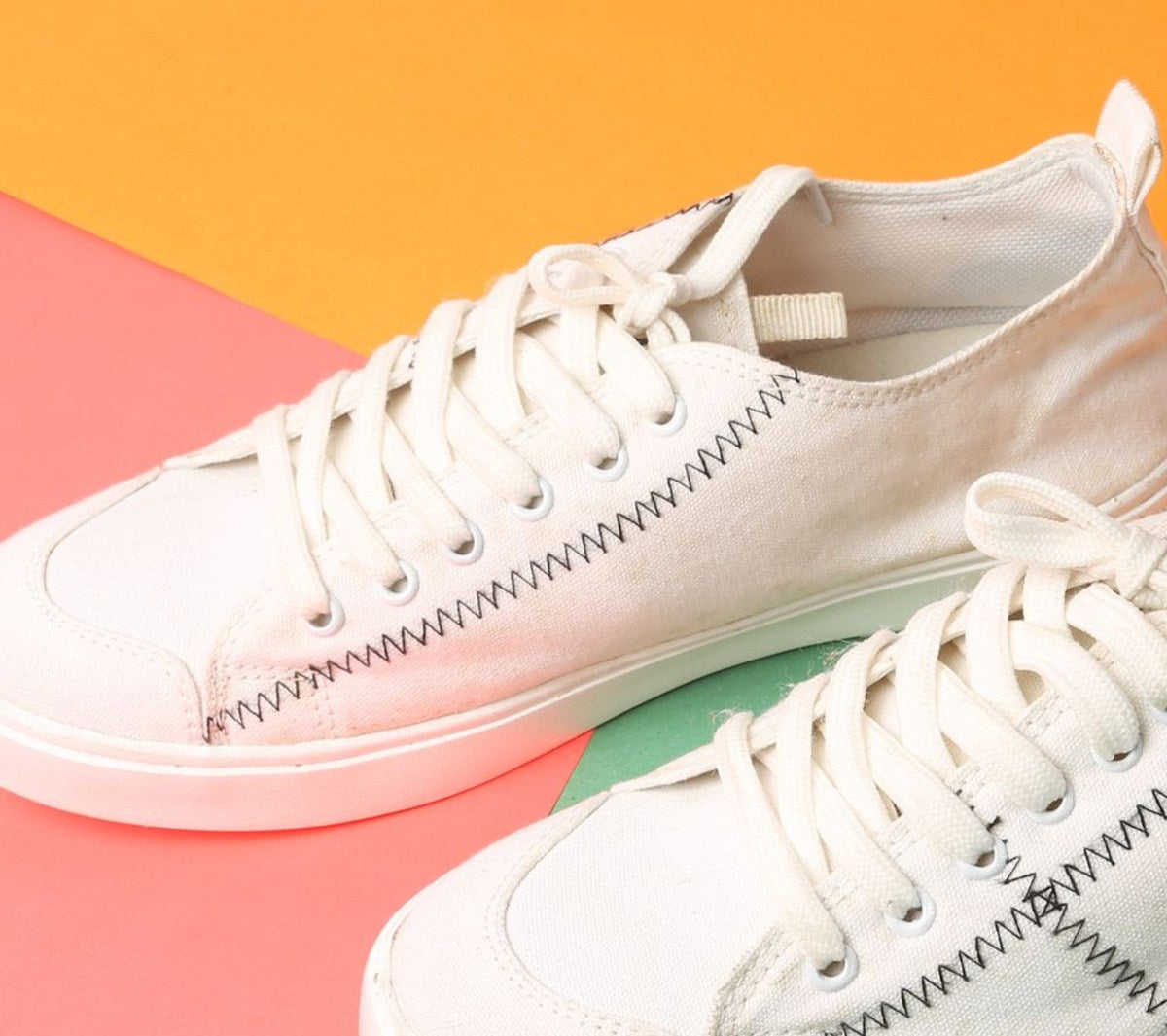 White Zigzag Stitch Sneaker - alternate view